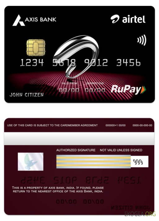 Inde Axis Bank Airtel RuPay carte de crédit